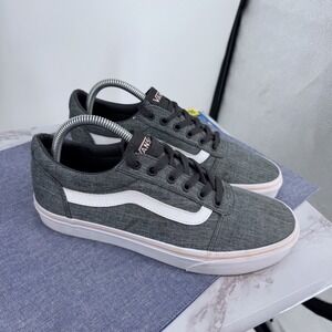 Vans Old Skool Ward Low Top Women 9.5 Sneakers Gray Pink White Stripe Skate